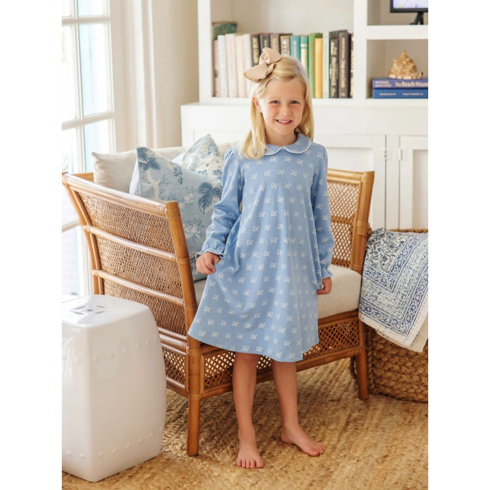 Beaufort Bonnet Company Sadie Sweatshirt Dress Blue Bon Ton Bows 2T